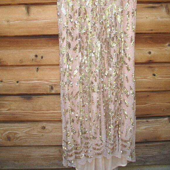 Mac Duggal Womens Plus Size Beaded Sequin 3/4 Sleeve Gown Rose Gold 4857 - Picture 10 of 16